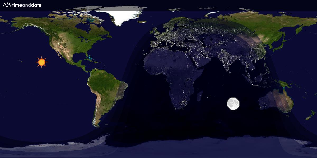 Verdenskart som viser dag og natt 