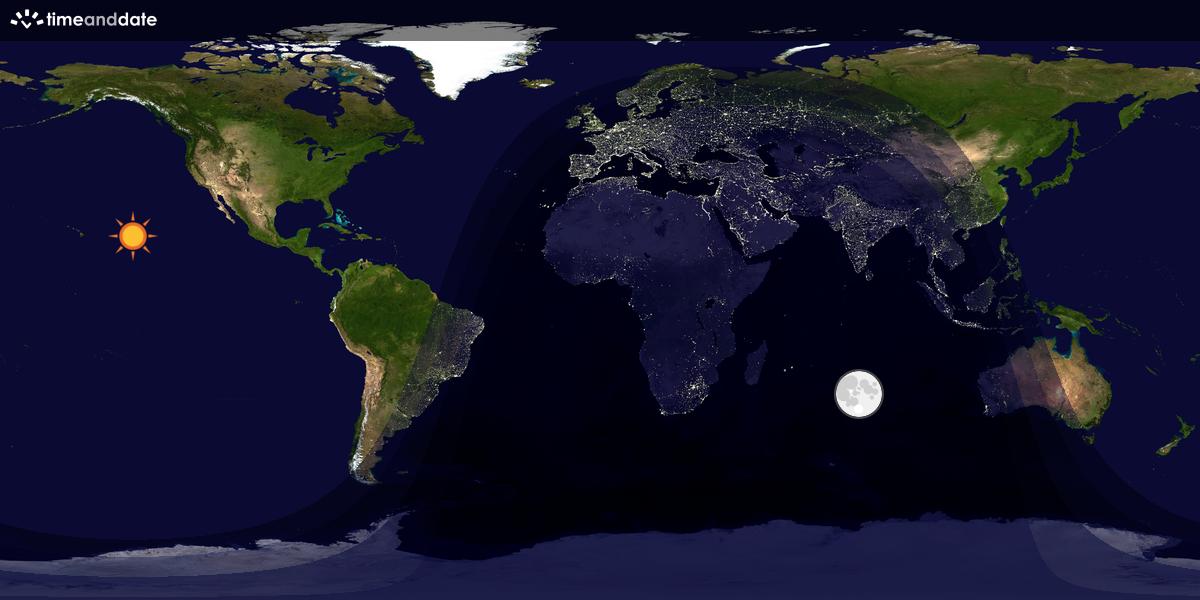 Verdenskart som viser dag og natt 