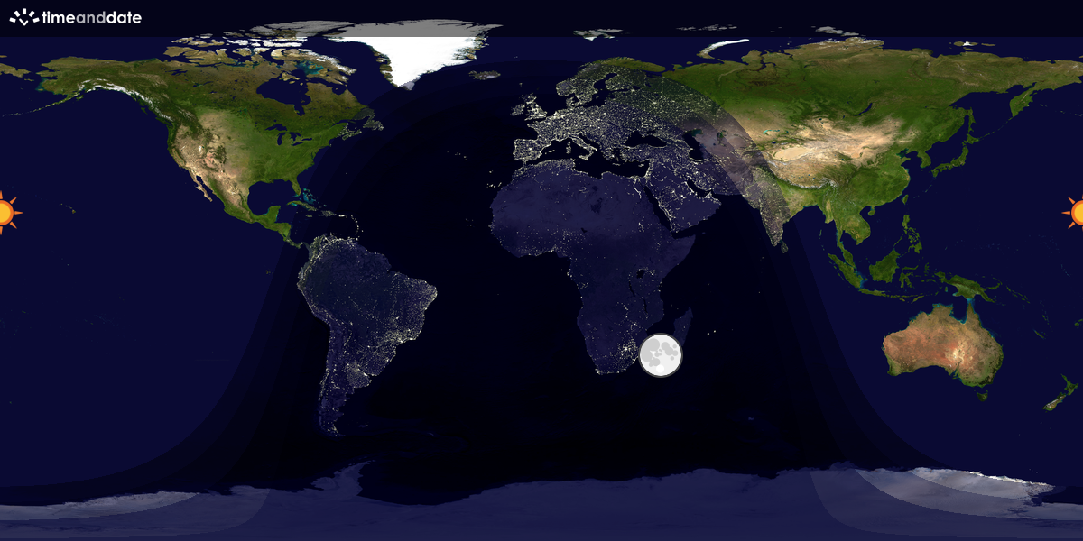 Verdenskart som viser dag og natt 