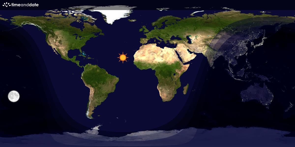 Verdenskart som viser dag og natt 