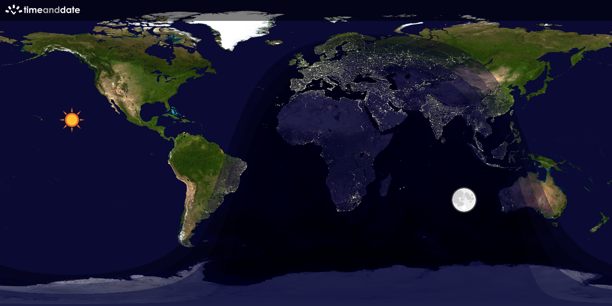 Verdenskart som viser dag og natt 
