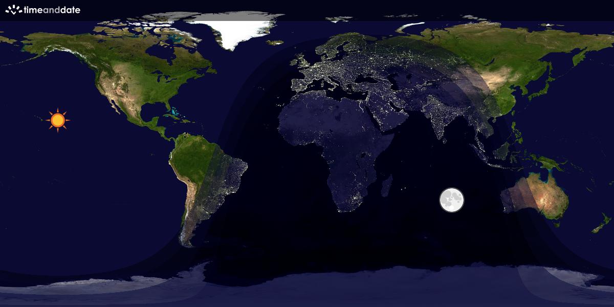 Verdenskart som viser dag og natt 