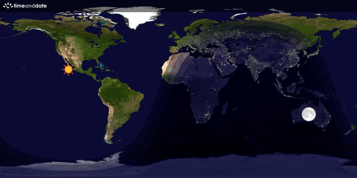 Verdenskart som viser dag og natt 