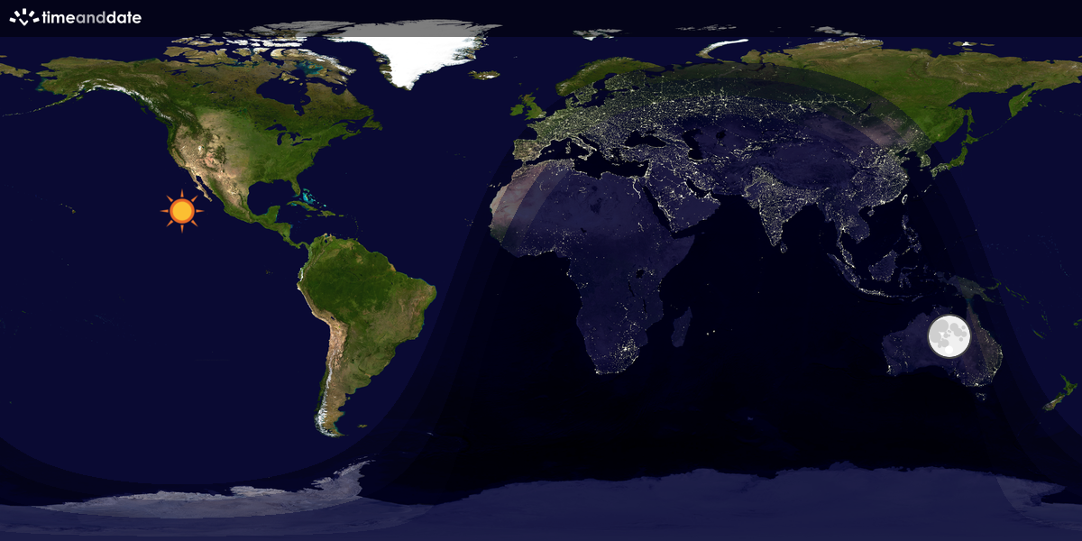 Verdenskart som viser dag og natt 