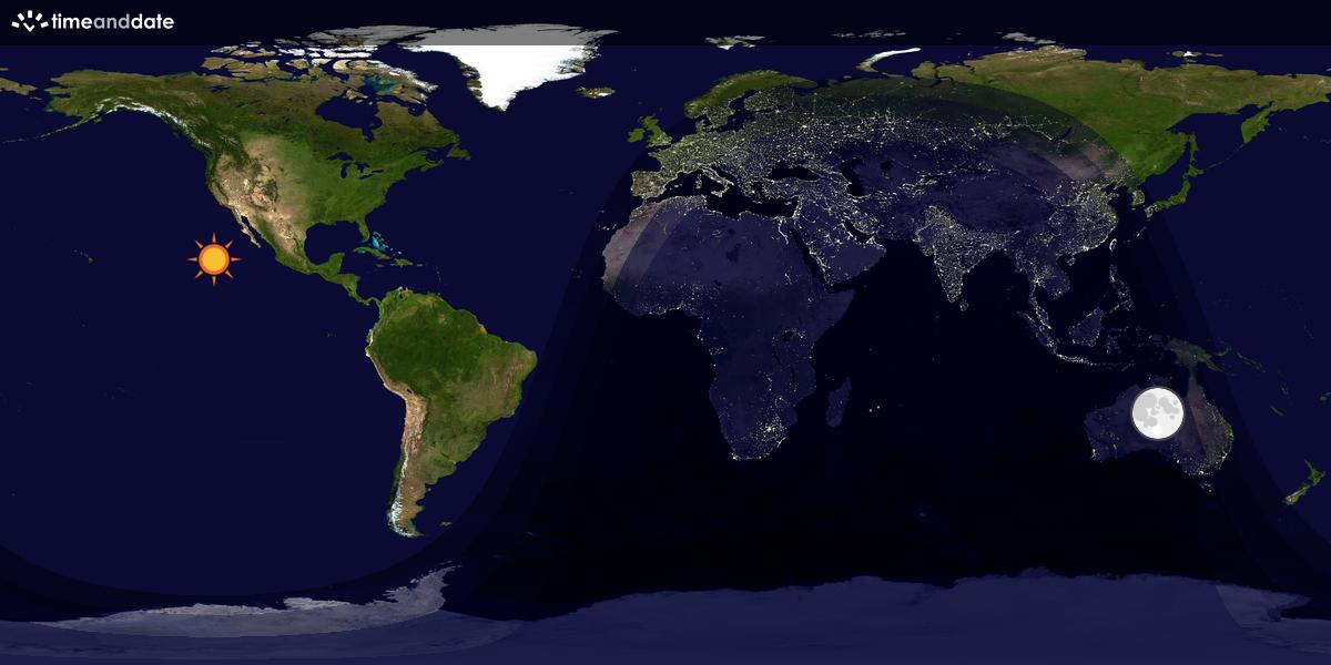 Verdenskart som viser dag og natt 