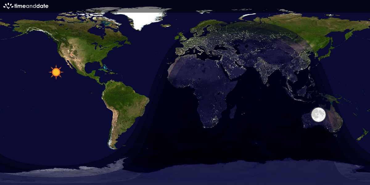 Verdenskart som viser dag og natt 