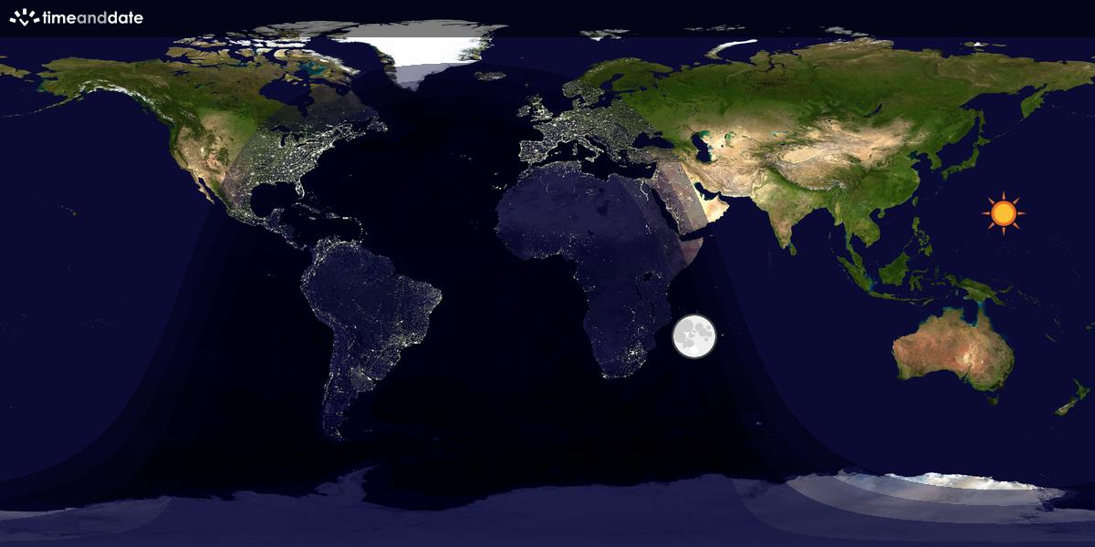 Verdenskart som viser dag og natt 