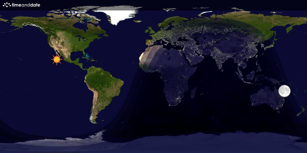 Verdenskart som viser dag og natt 