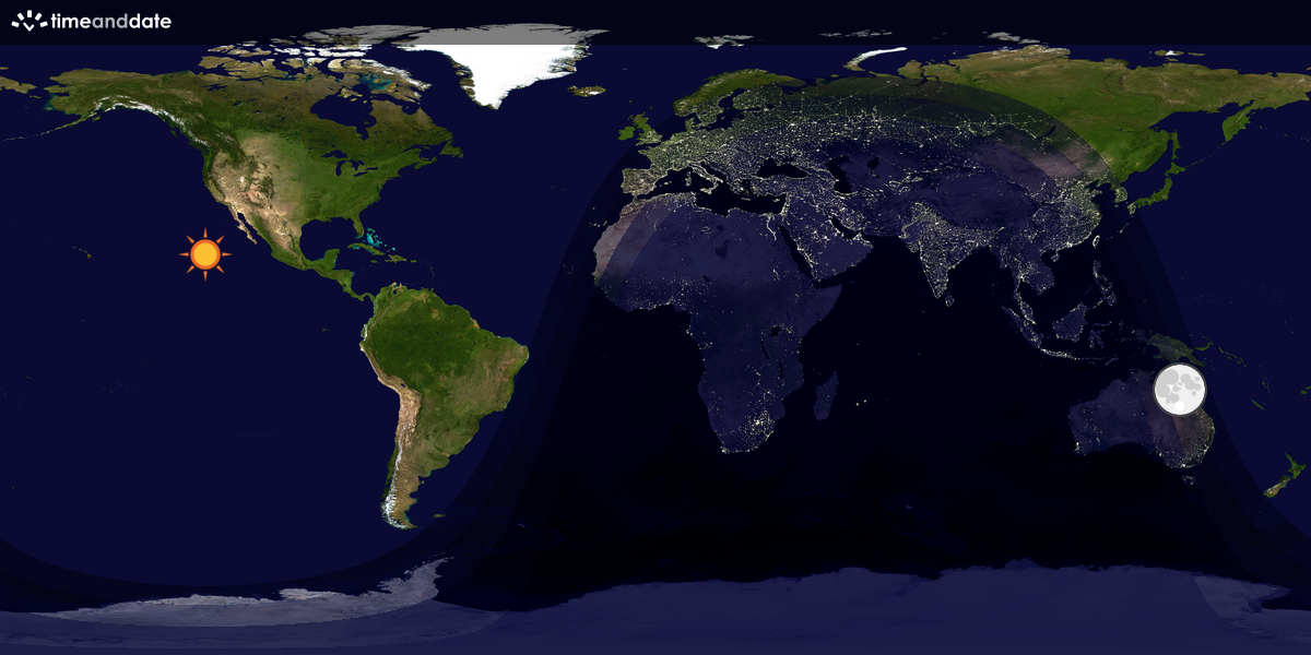Verdenskart som viser dag og natt 