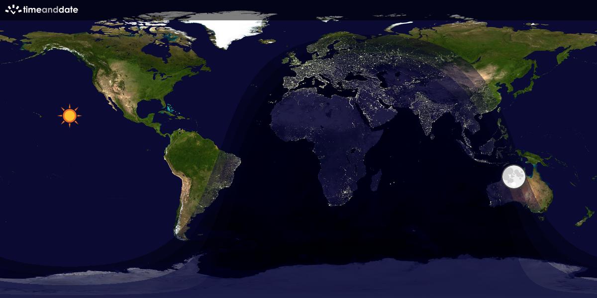 Verdenskart som viser dag og natt 