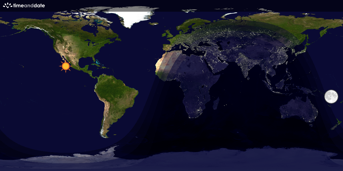 Verdenskart som viser dag og natt 