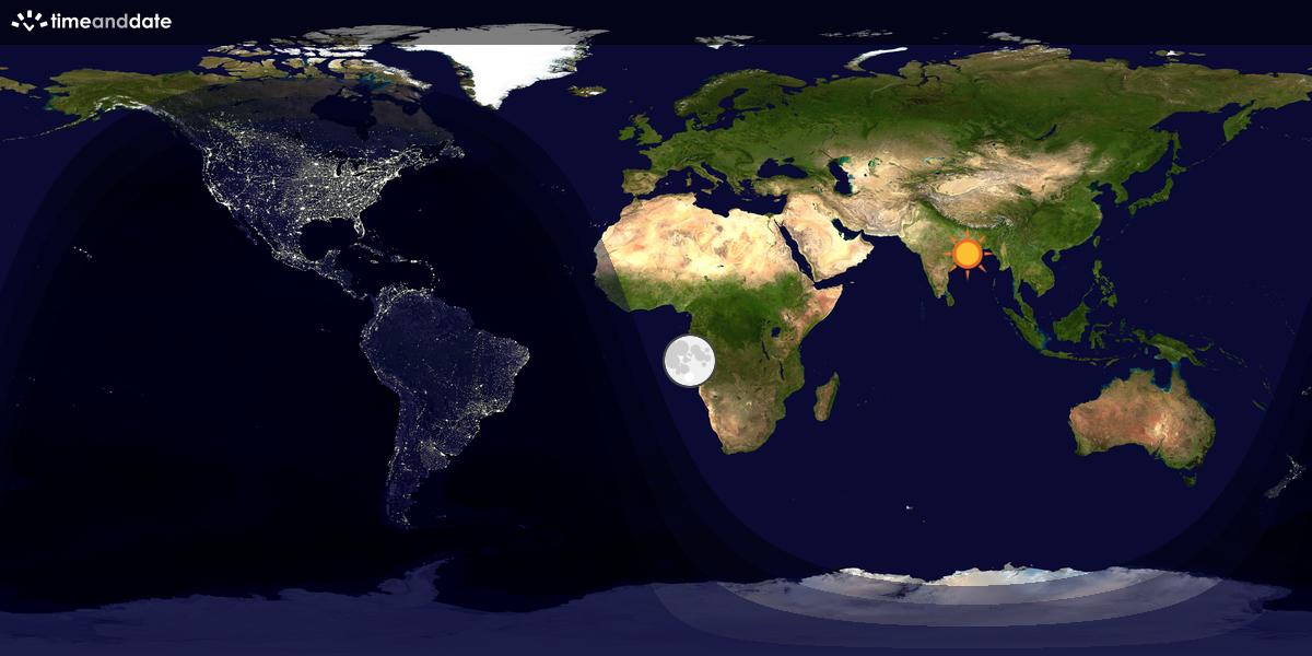 Verdenskart som viser dag og natt 