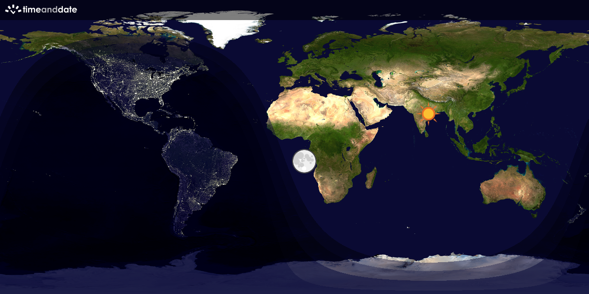 Verdenskart som viser dag og natt 