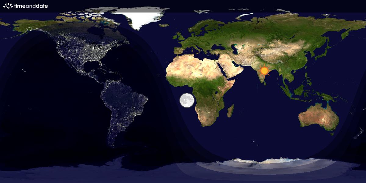 Verdenskart som viser dag og natt 