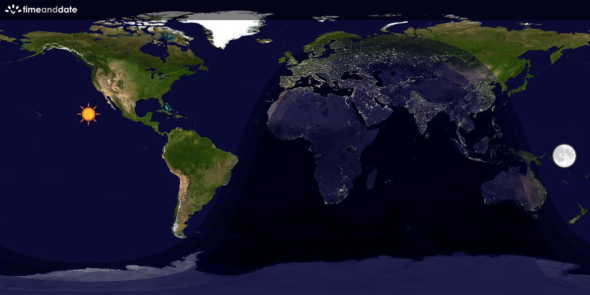 Verdenskart som viser dag og natt 