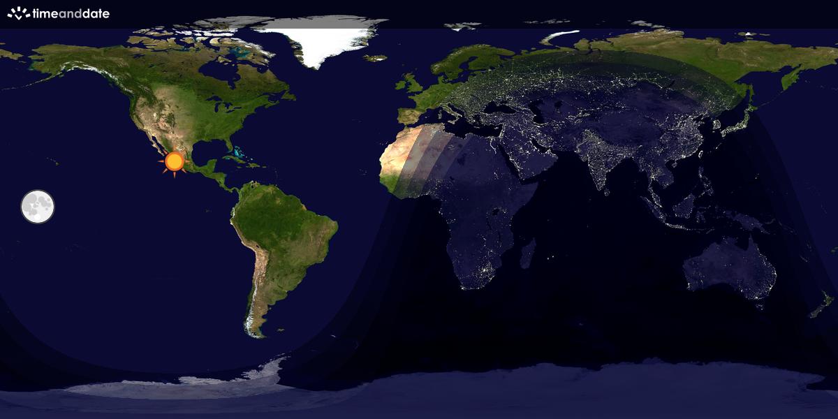 Verdenskart som viser dag og natt 
