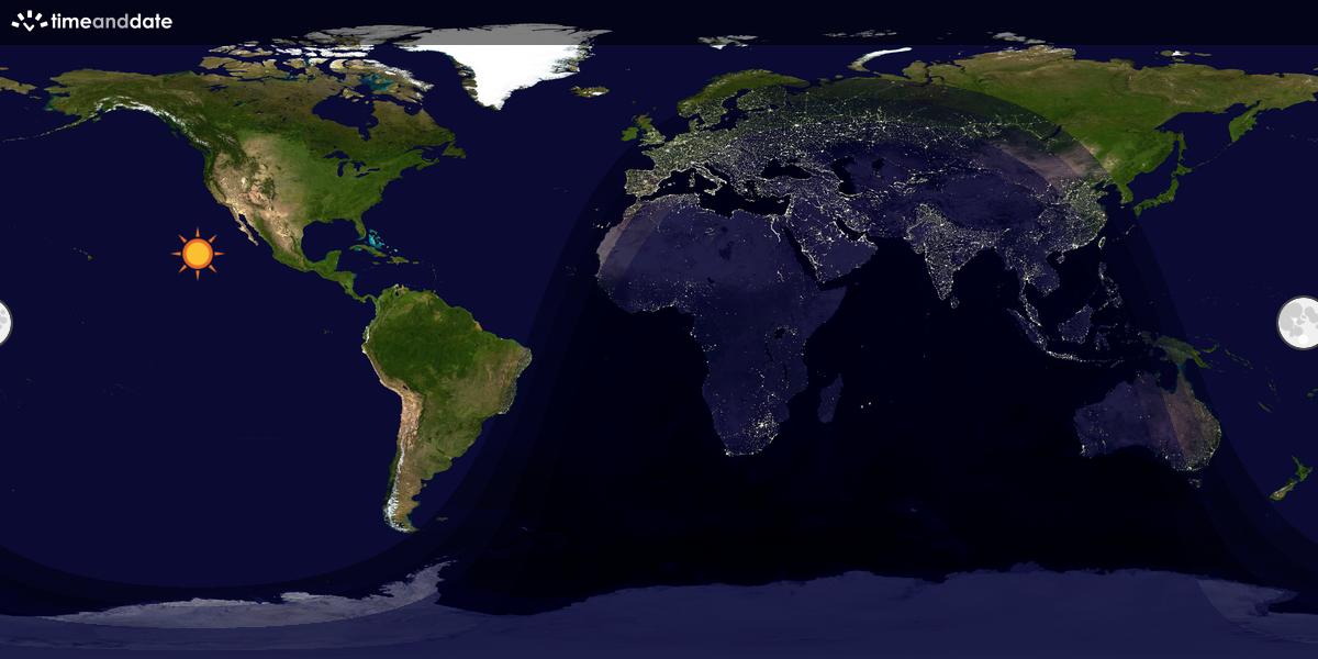 Verdenskart som viser dag og natt 