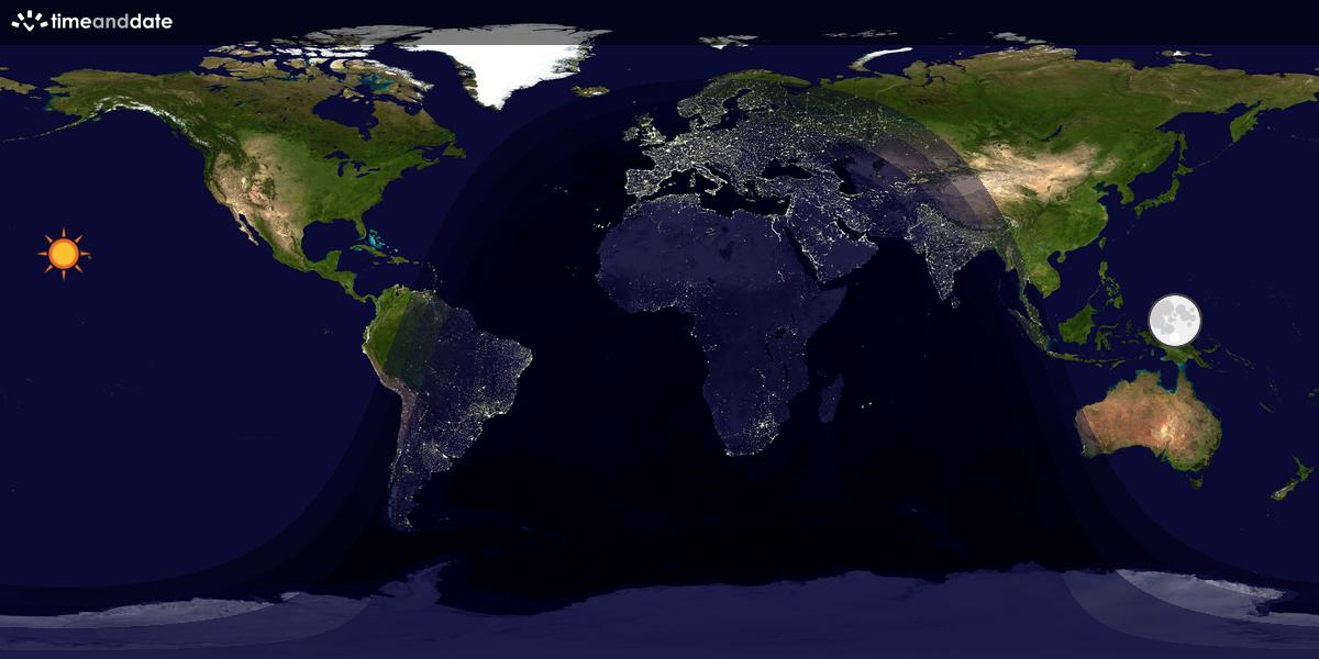 Verdenskart som viser dag og natt 