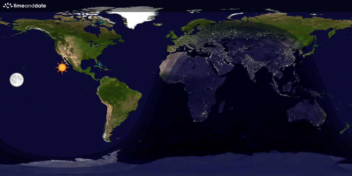 Verdenskart som viser dag og natt 