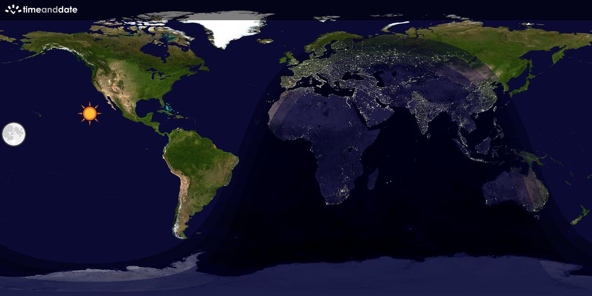 Verdenskart som viser dag og natt 