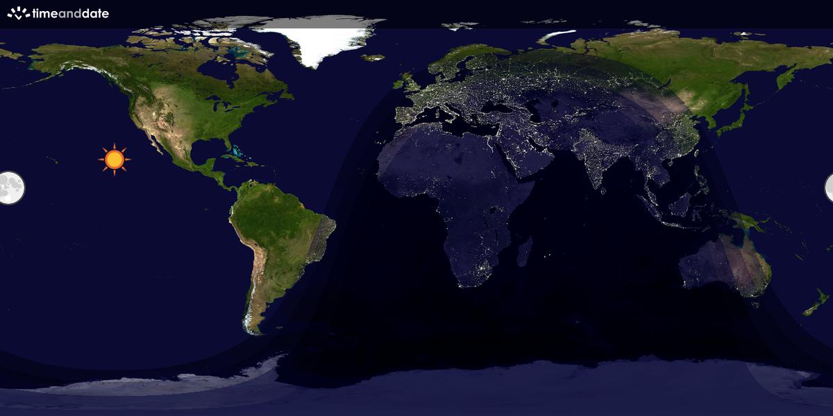 Verdenskart som viser dag og natt 