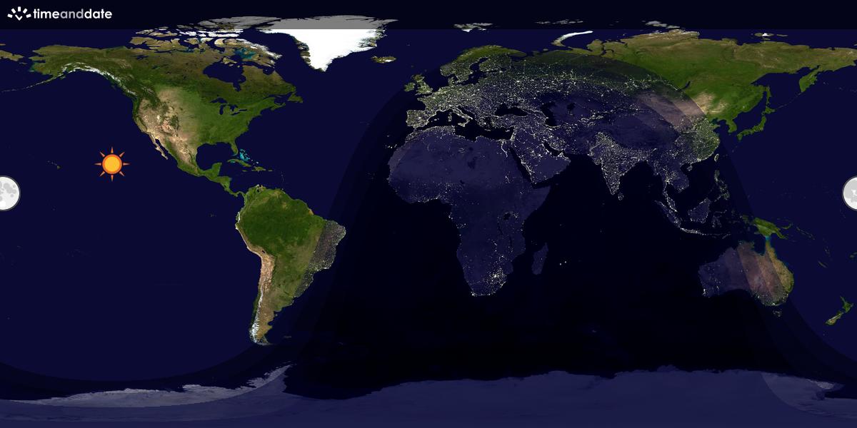 Verdenskart som viser dag og natt 