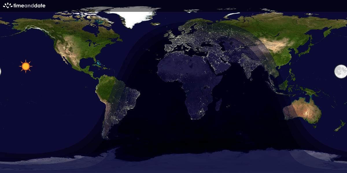 Verdenskart som viser dag og natt 