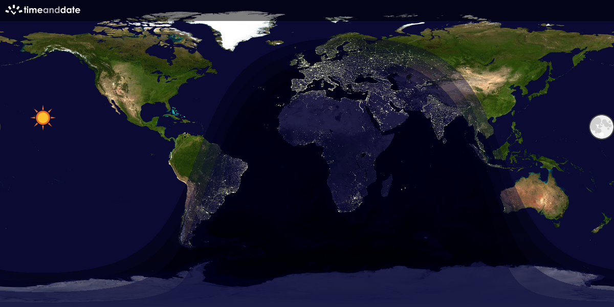 Verdenskart som viser dag og natt 