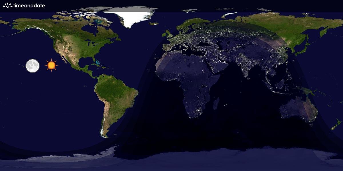 Verdenskart som viser dag og natt 