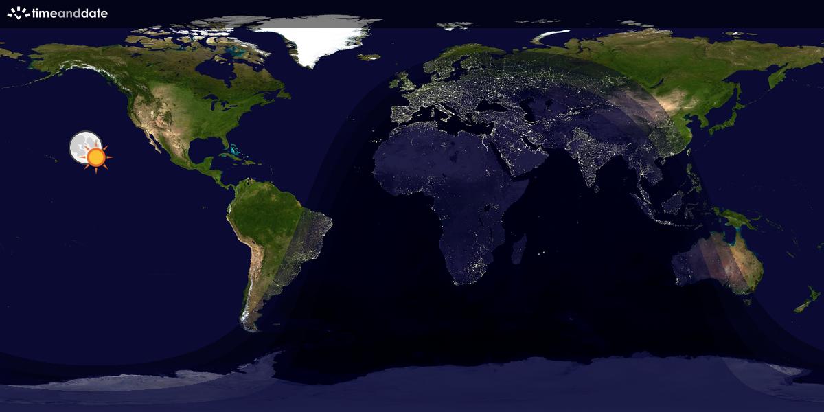 Verdenskart som viser dag og natt 