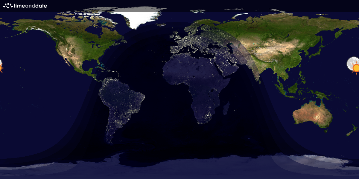 Verdenskart som viser dag og natt 