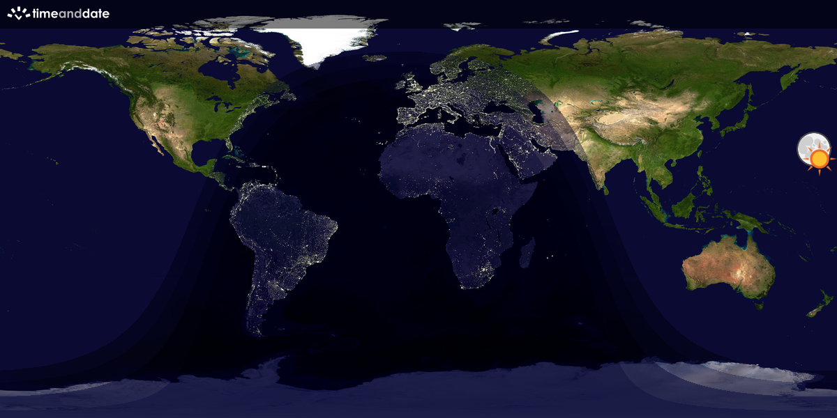 Verdenskart som viser dag og natt 