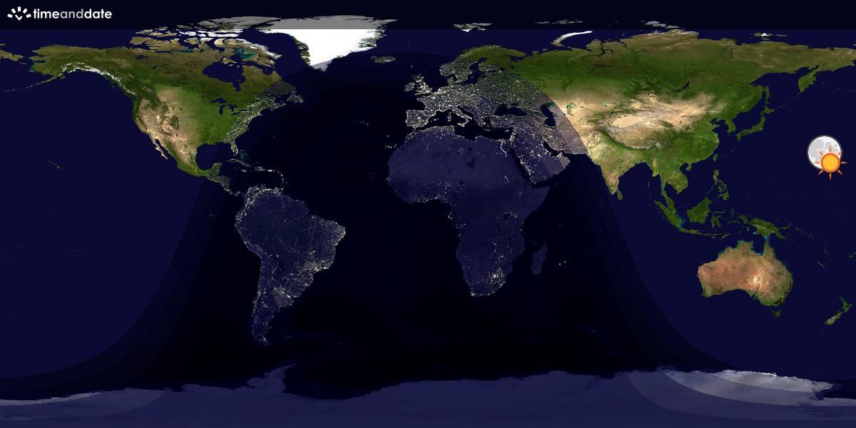 Verdenskart som viser dag og natt 