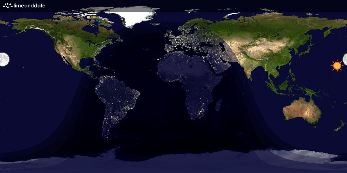 Verdenskart som viser dag og natt 