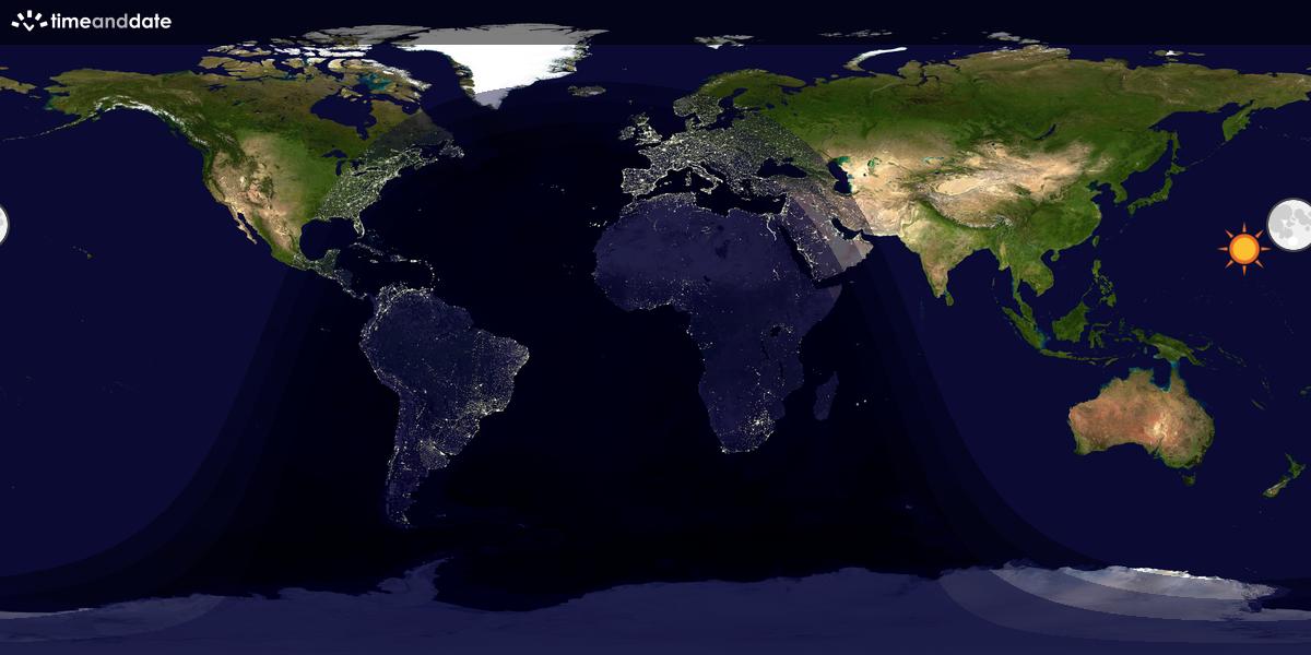 Verdenskart som viser dag og natt 