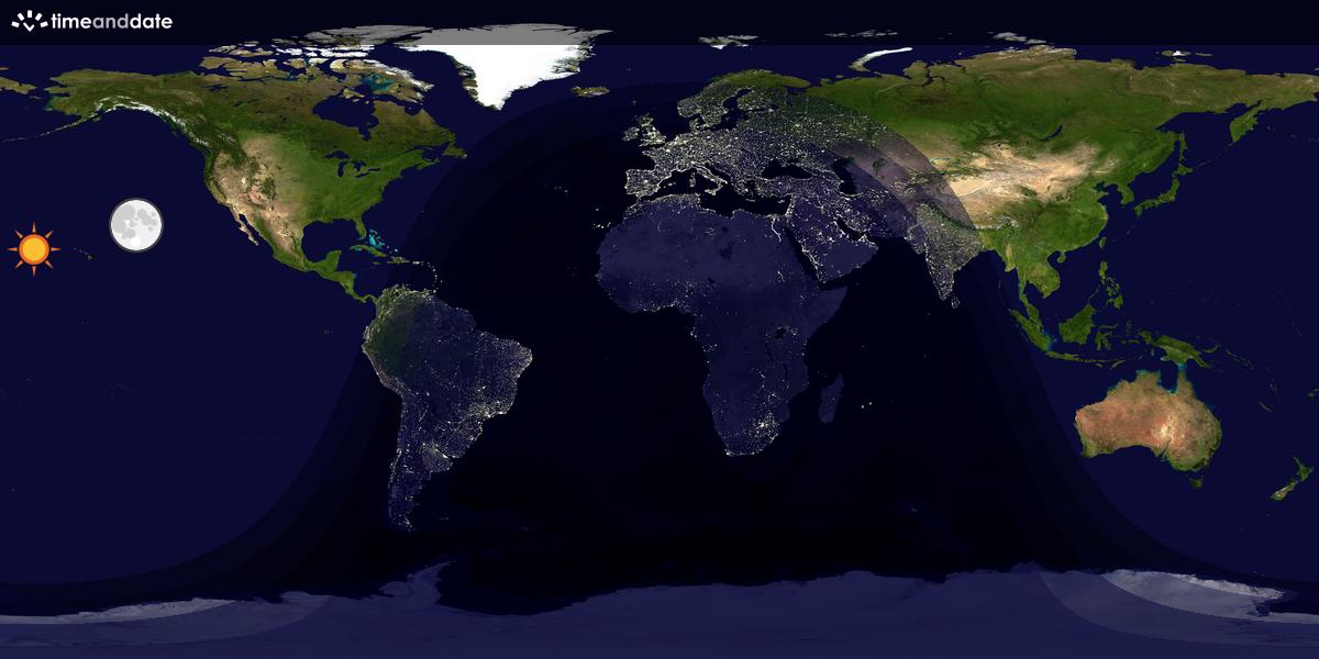 Verdenskart som viser dag og natt 