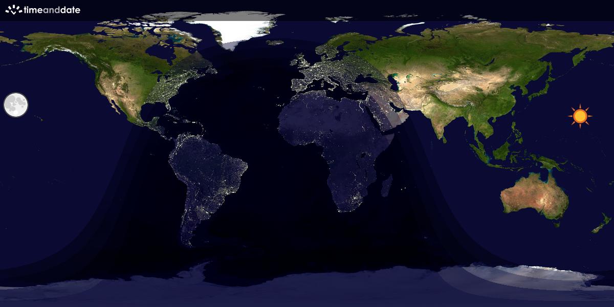 Verdenskart som viser dag og natt 