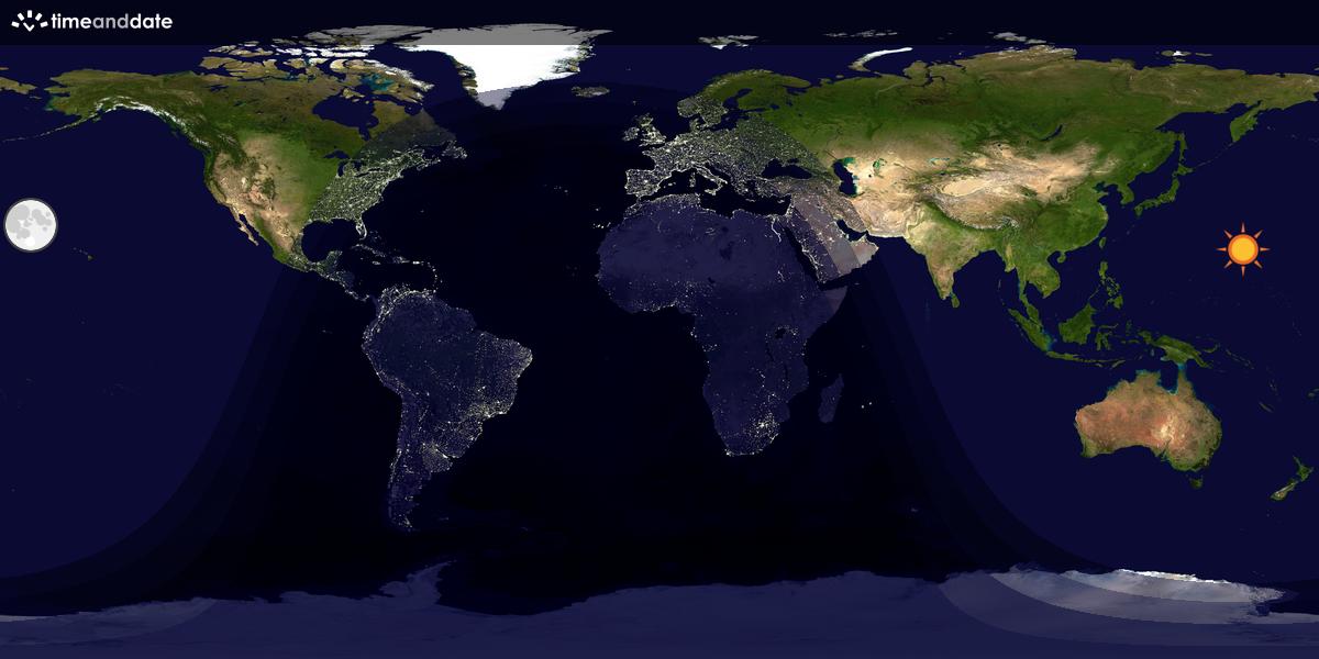 Verdenskart som viser dag og natt 