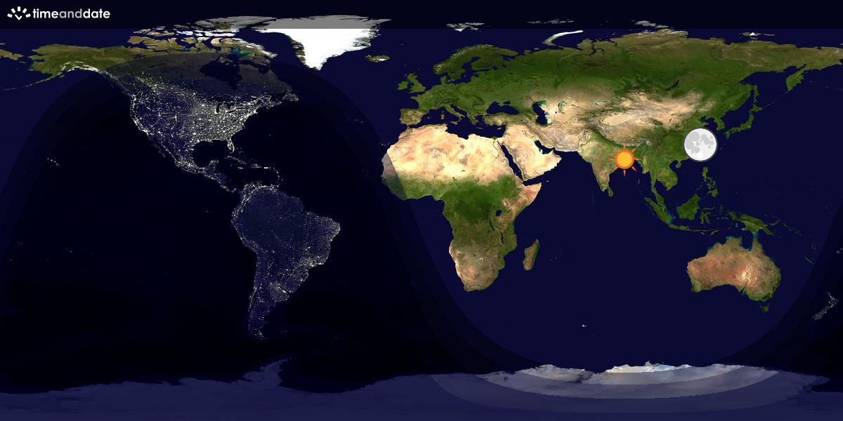 Verdenskart som viser dag og natt 