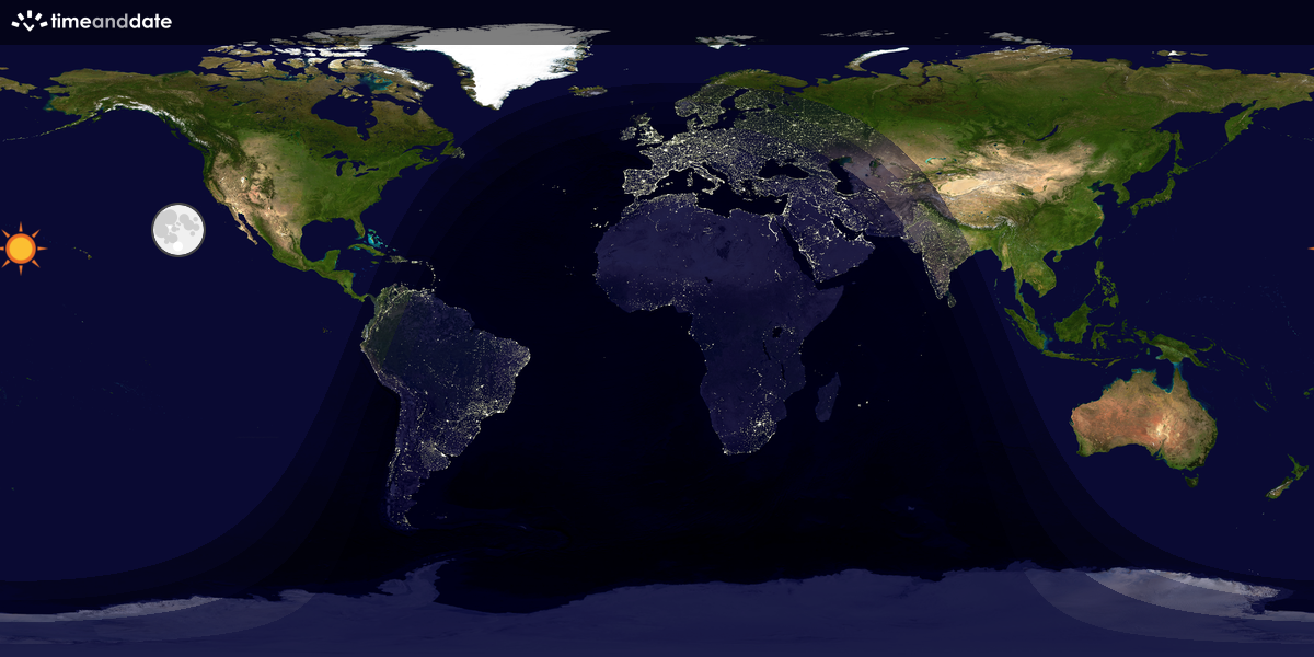 Verdenskart som viser dag og natt 