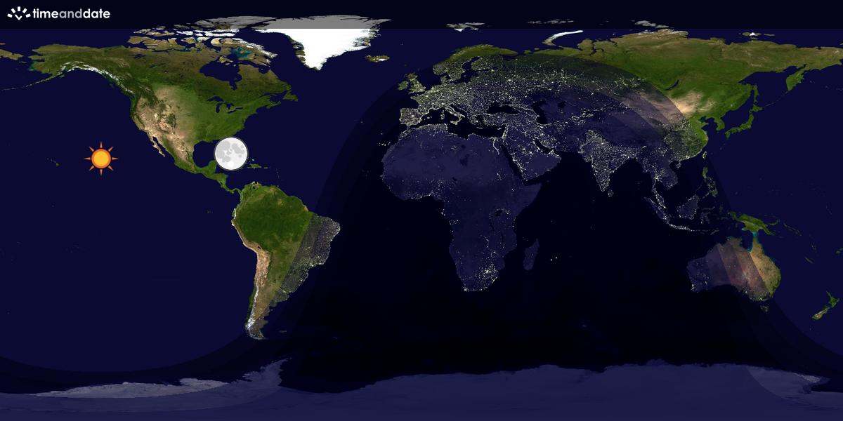 Verdenskart som viser dag og natt 