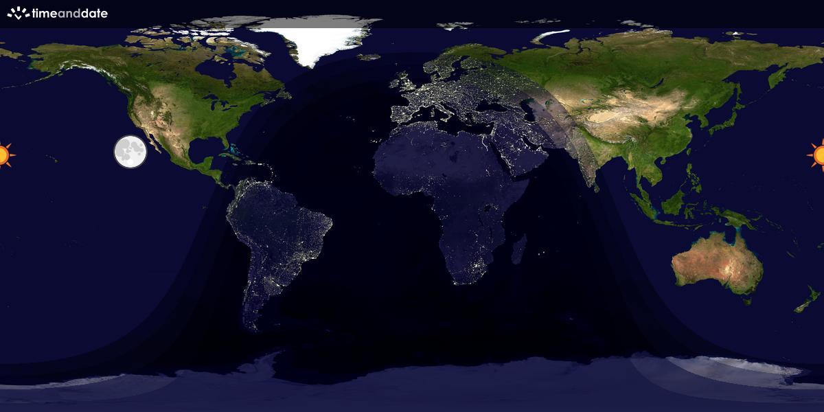 Verdenskart som viser dag og natt 