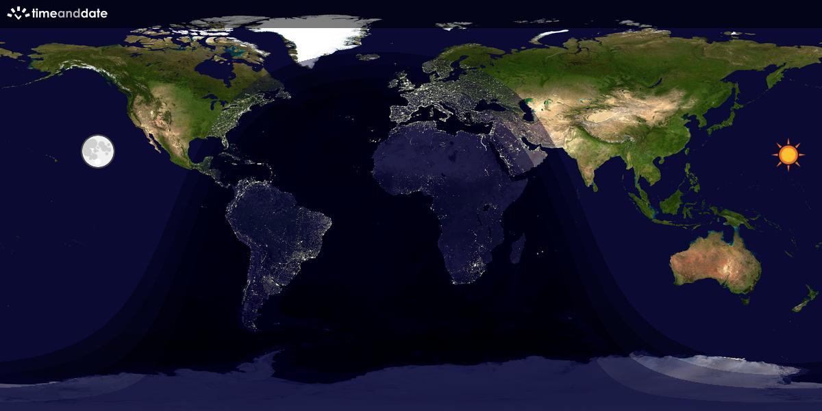 Verdenskart som viser dag og natt 