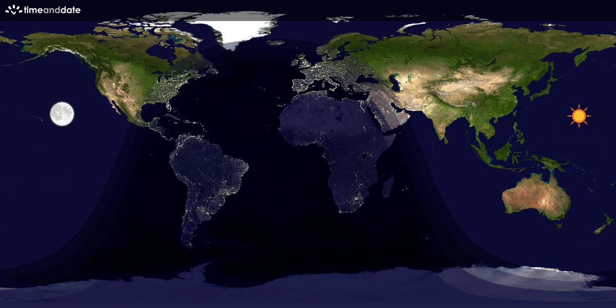 Verdenskart som viser dag og natt 