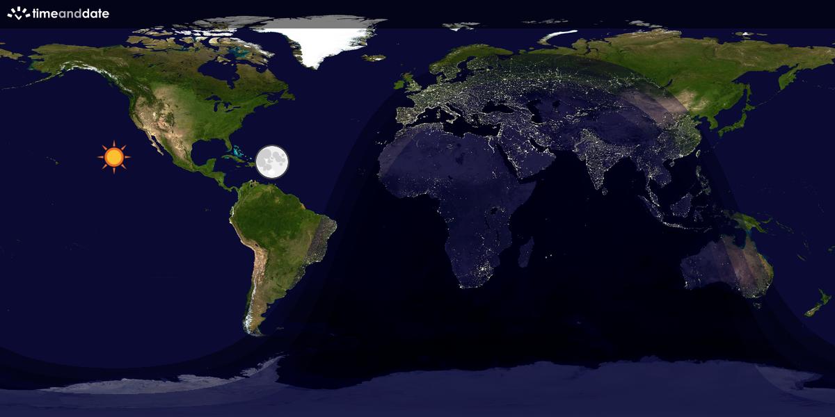 Verdenskart som viser dag og natt 