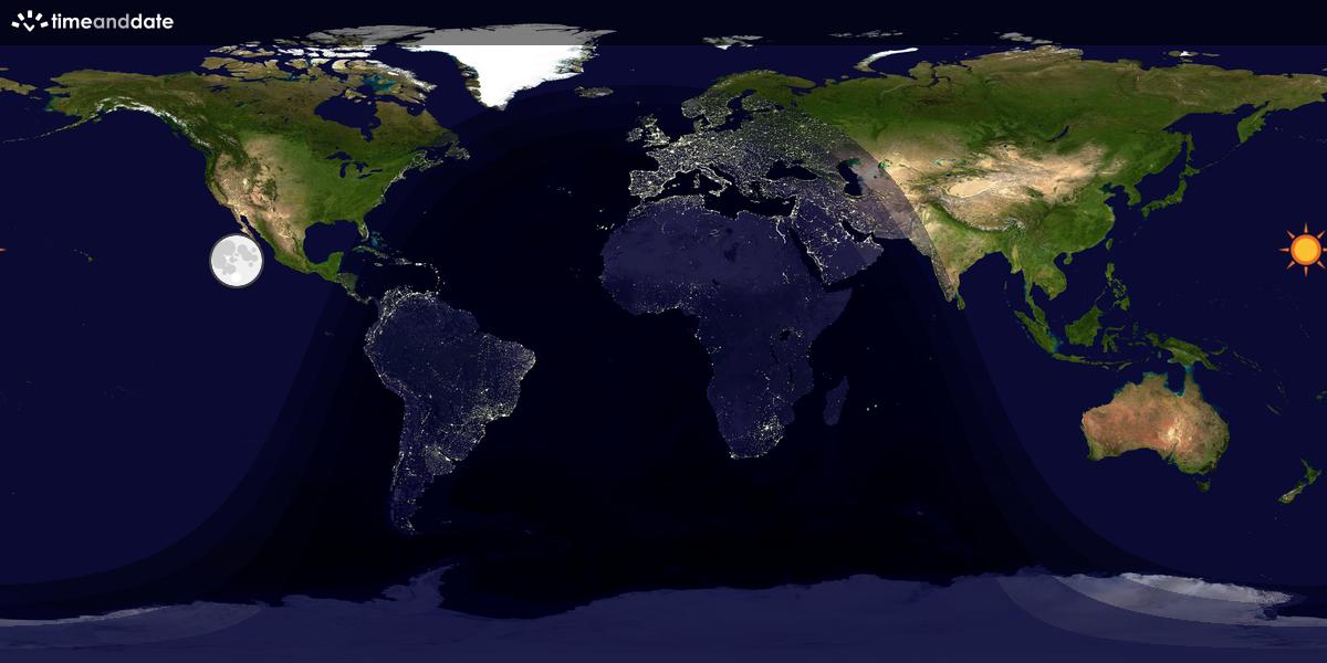 Verdenskart som viser dag og natt 