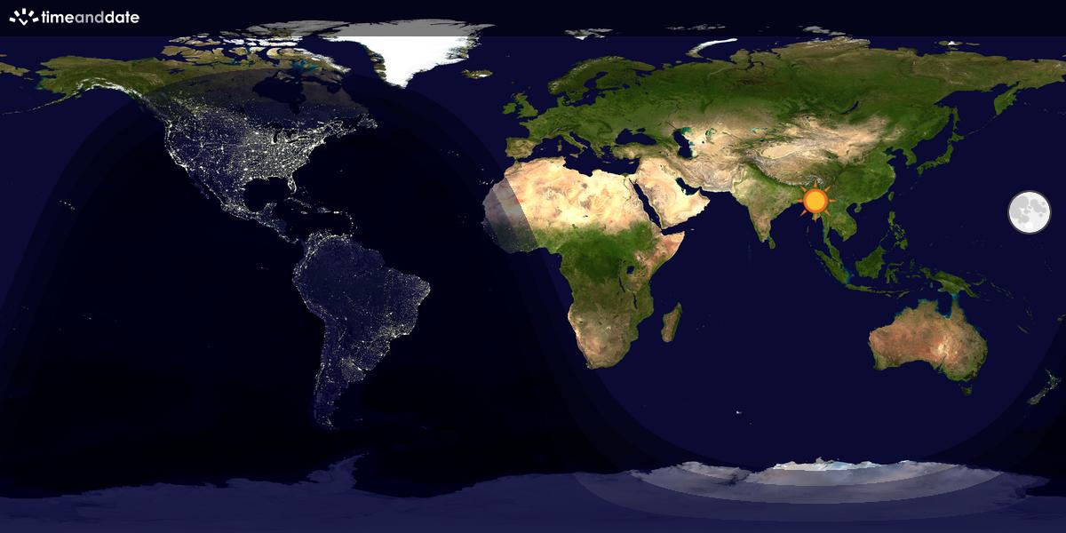 Verdenskart som viser dag og natt 