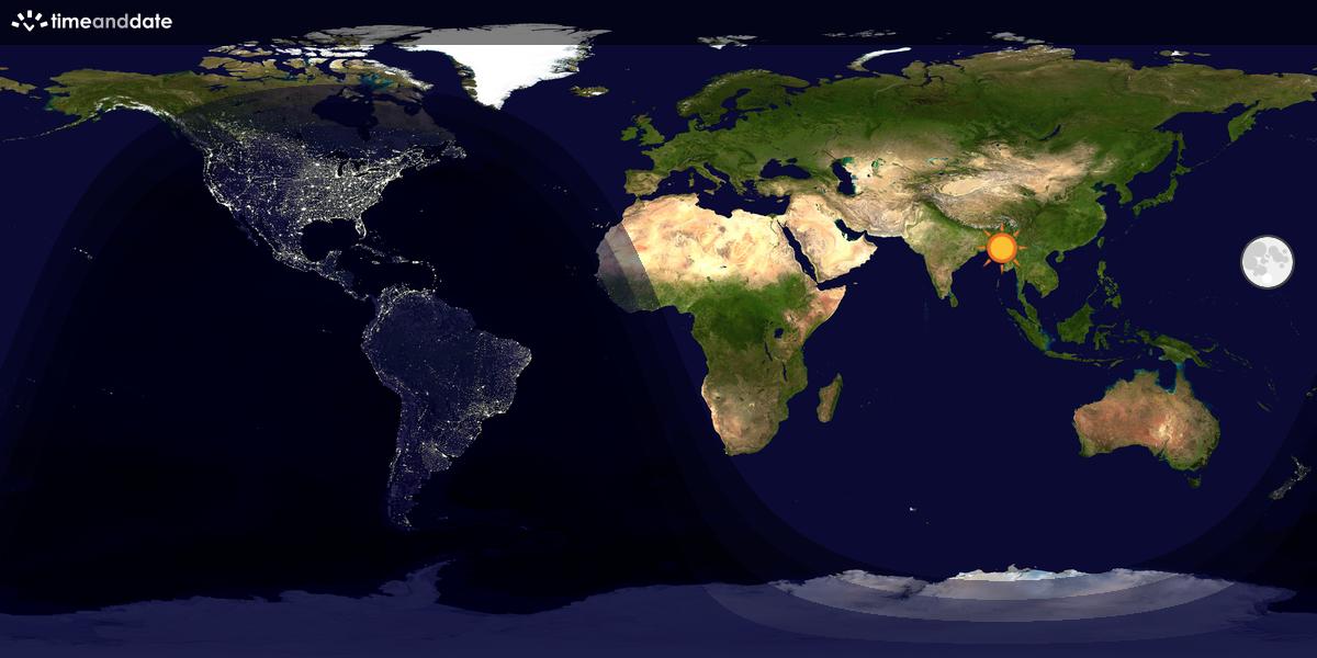 Verdenskart som viser dag og natt 