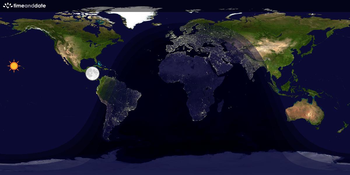 Verdenskart som viser dag og natt 