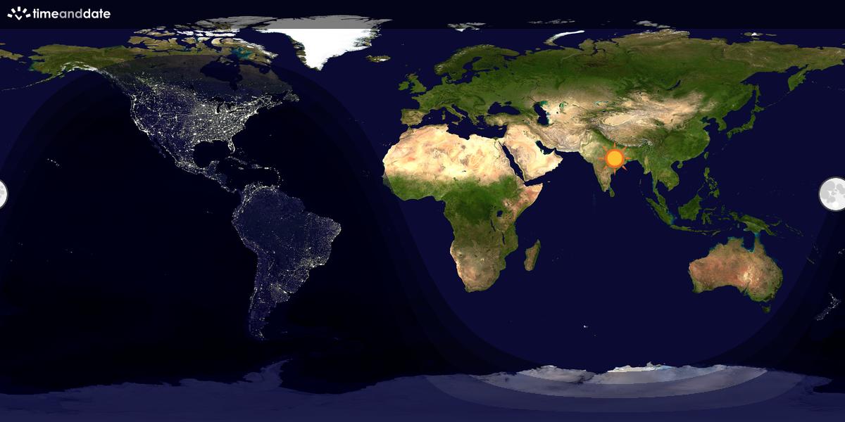Verdenskart som viser dag og natt 